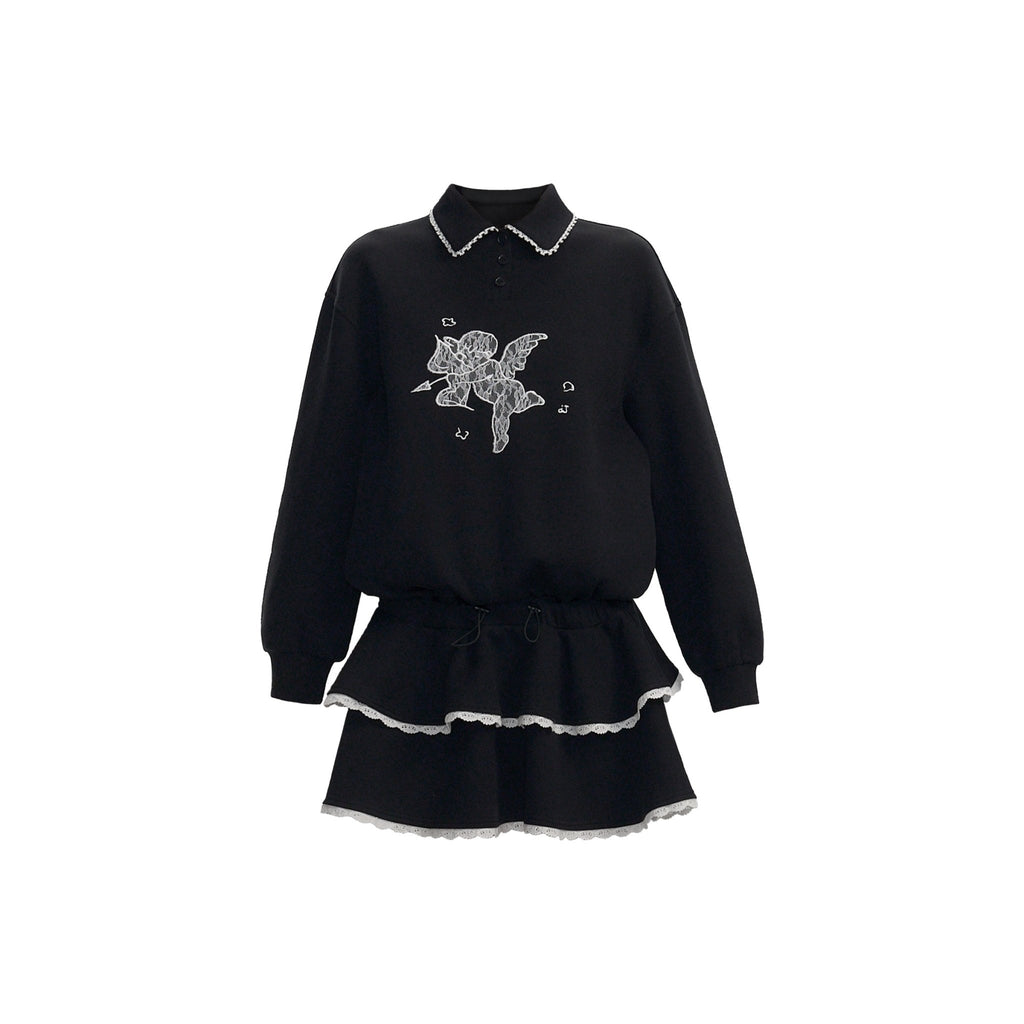 Lace Patchwork Sweatshirt Dress - COPPING THREADS - FRAGILE HEART