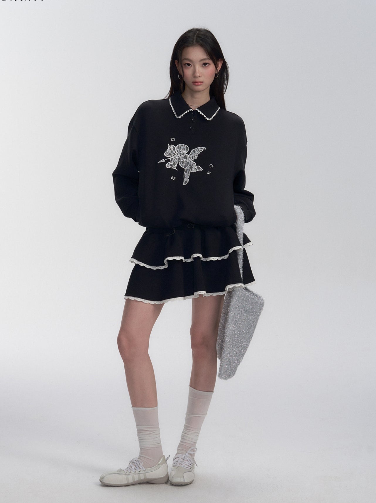Lace Patchwork Sweatshirt Dress - COPPING THREADS - FRAGILE HEART