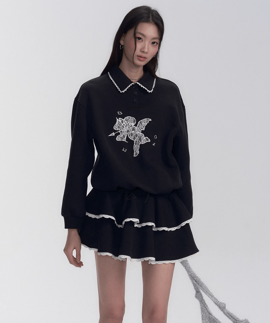 Lace Patchwork Sweatshirt Dress - COPPING THREADS - FRAGILE HEART