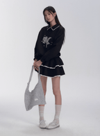 Lace Patchwork Sweatshirt Dress - COPPING THREADS - FRAGILE HEART