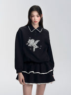 Lace Patchwork Sweatshirt Dress - COPPING THREADS - FRAGILE HEART