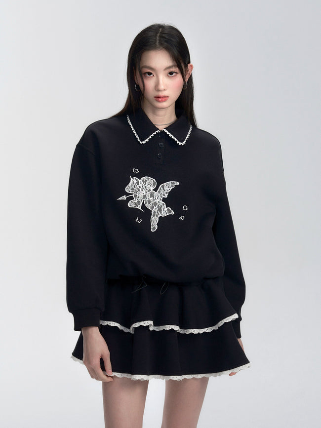 Lace Patchwork Sweatshirt Dress - COPPING THREADS - FRAGILE HEART Hover Image