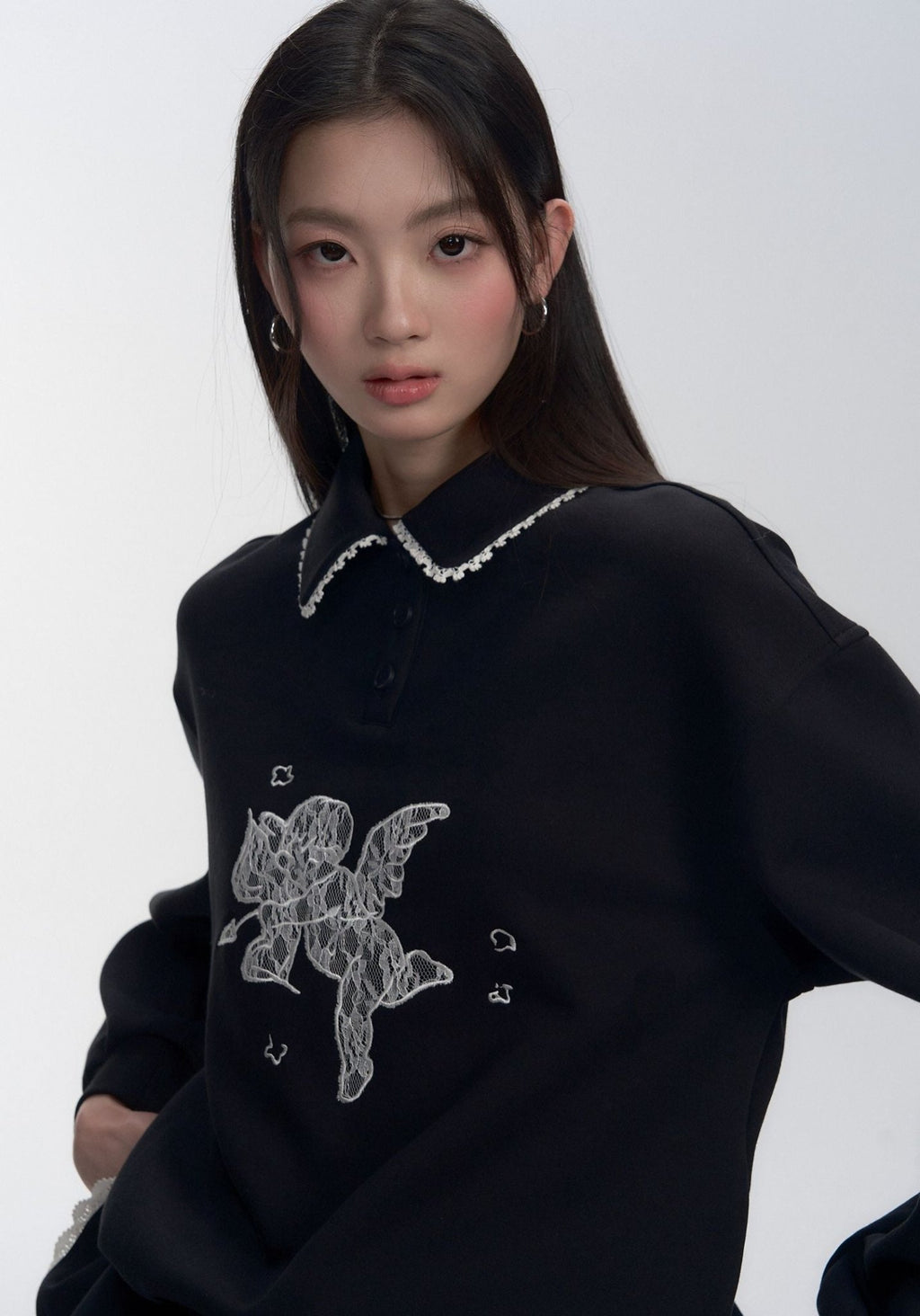 Lace Patchwork Sweatshirt Dress - COPPING THREADS - FRAGILE HEART