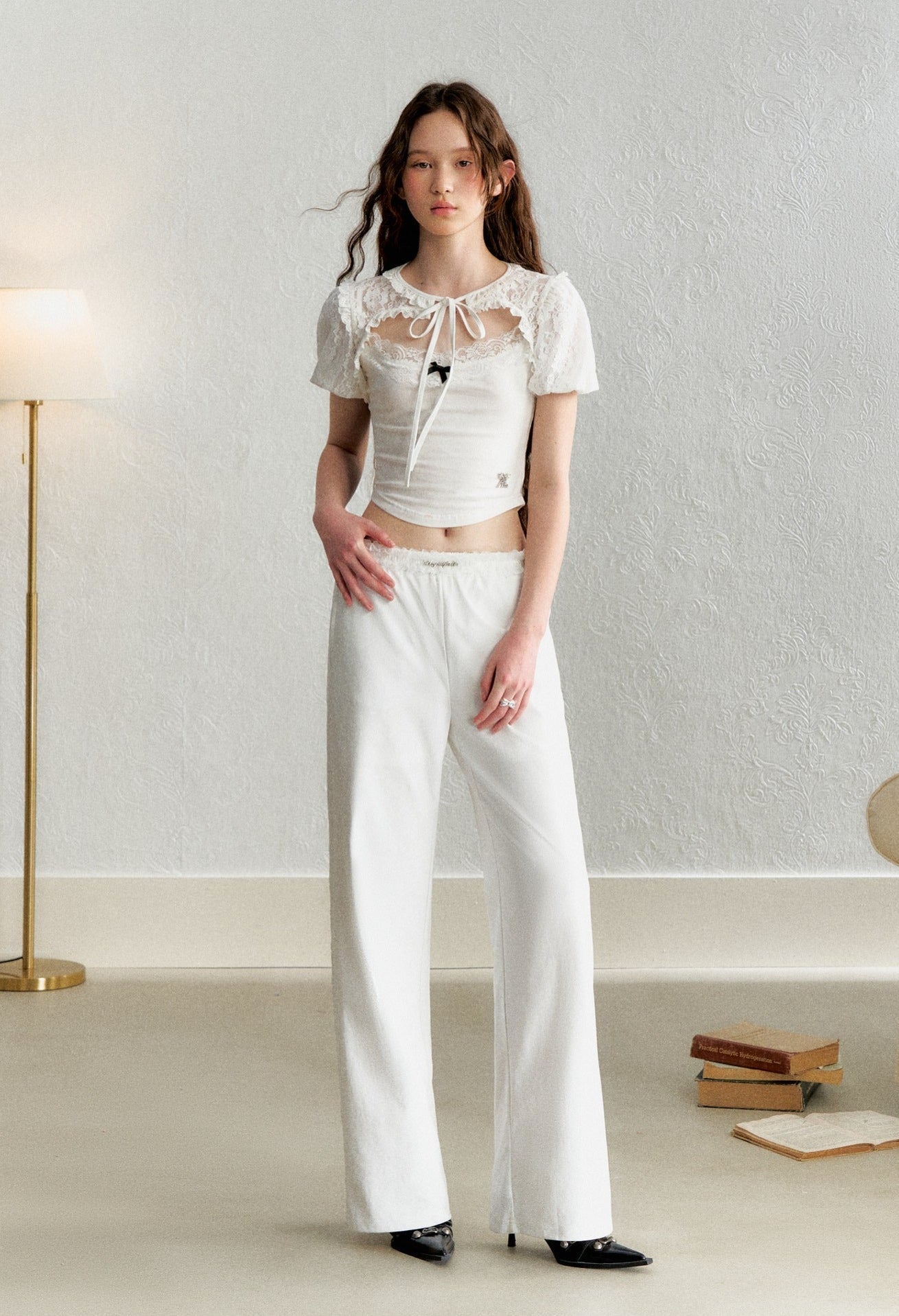 Lace Puff Sleeve Overlay Top - COPPING THREADS - AYF