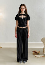 Lace Puff Sleeve Overlay Top - COPPING THREADS - AYF