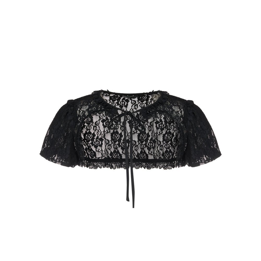 Lace Puff Sleeve Overlay Top - COPPING THREADS - AYF