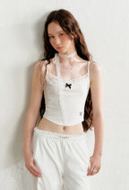 Lace Puff Sleeve Overlay Top - COPPING THREADS - AYF