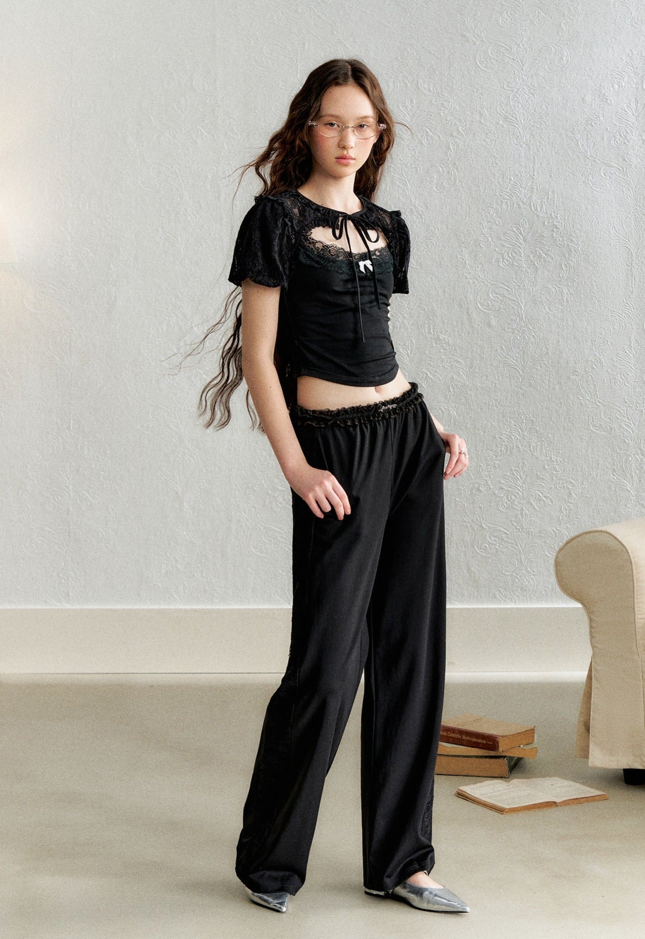 Lace Puff Sleeve Overlay Top - COPPING THREADS - AYF