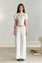 Lace Puff Sleeve Overlay Top - COPPING THREADS - AYF