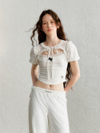 Lace Puff Sleeve Overlay Top - COPPING THREADS - AYF