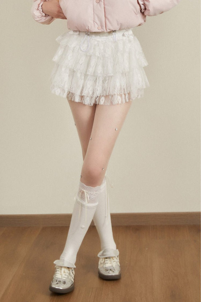 Lace Ruffle Culotte Skirt - COPPING THREADS - AYF Hover Image