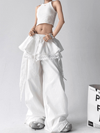 Lace Ruffle Layered Skirt - Paneled Wide Leg Pants - COPPING THREADS - CT Select