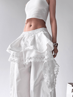 Lace Ruffle Layered Skirt - Paneled Wide Leg Pants - COPPING THREADS - CT Select
