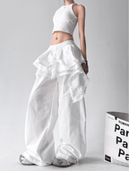 Lace Ruffle Layered Skirt - Paneled Wide Leg Pants - COPPING THREADS - CT Select