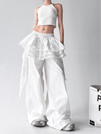 Lace Ruffle Layered Skirt - Paneled Wide Leg Pants - COPPING THREADS - CT Select