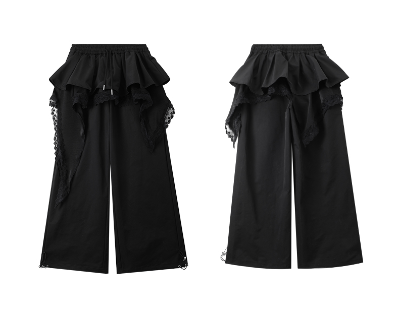 Lace Ruffle Layered Skirt - Paneled Wide Leg Pants - COPPING THREADS - CT Select