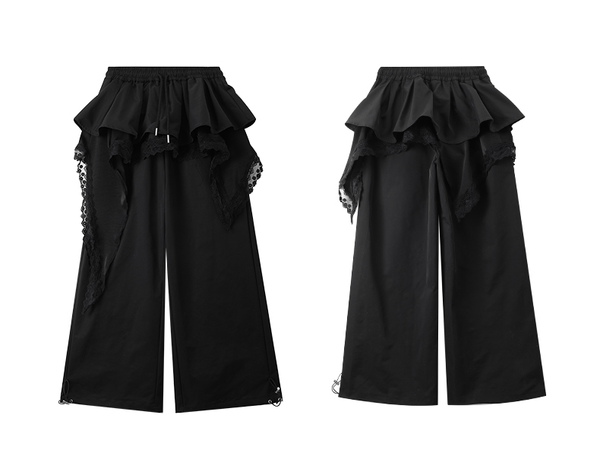 Lace Ruffle Layered Skirt - Paneled Wide Leg Pants - COPPING THREADS - CT Select