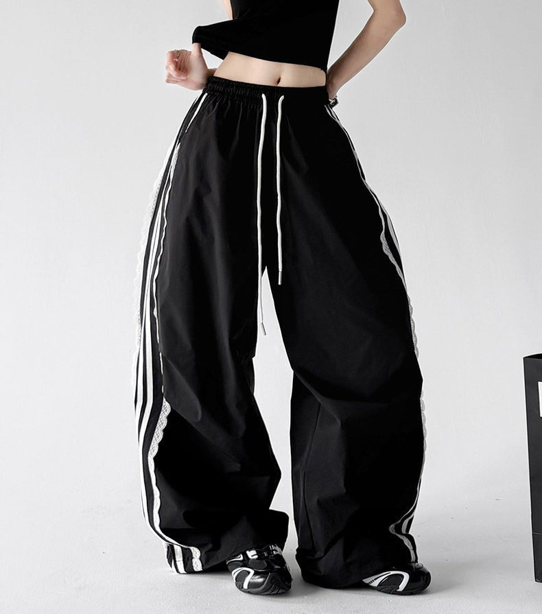 Lace-Stripe Rounded Wide-Leg Pants - CT66202 - COPPING THREADS - CT ORIGINALS