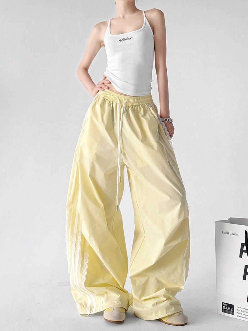 Lace-Stripe Rounded Wide-Leg Pants - CT66202 - COPPING THREADS - CT ORIGINALS