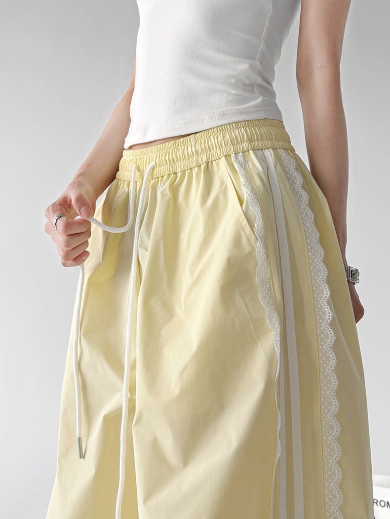 Lace-Stripe Rounded Wide-Leg Pants - CT66202 - COPPING THREADS - CT ORIGINALS