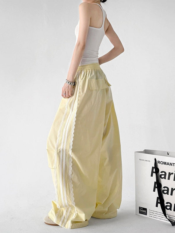 Lace-Stripe Rounded Wide-Leg Pants - CT66202 - COPPING THREADS - CT ORIGINALS