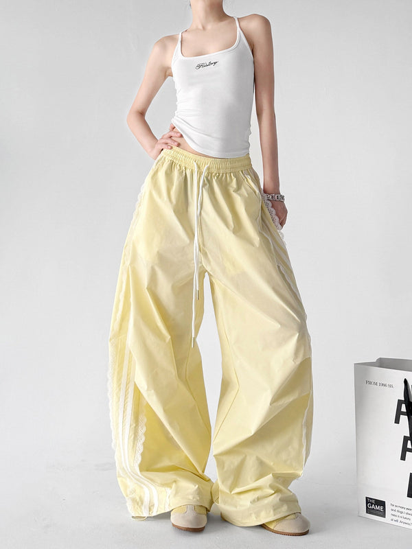 Lace-Stripe Rounded Wide-Leg Pants - CT66202 - COPPING THREADS - CT ORIGINALS