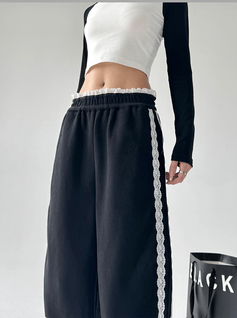 Lace Stripe Wide - Leg Sweatpants - COPPING THREADS - CT Select