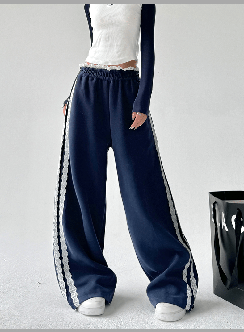 Lace Stripe Wide - Leg Sweatpants - COPPING THREADS - CT Select