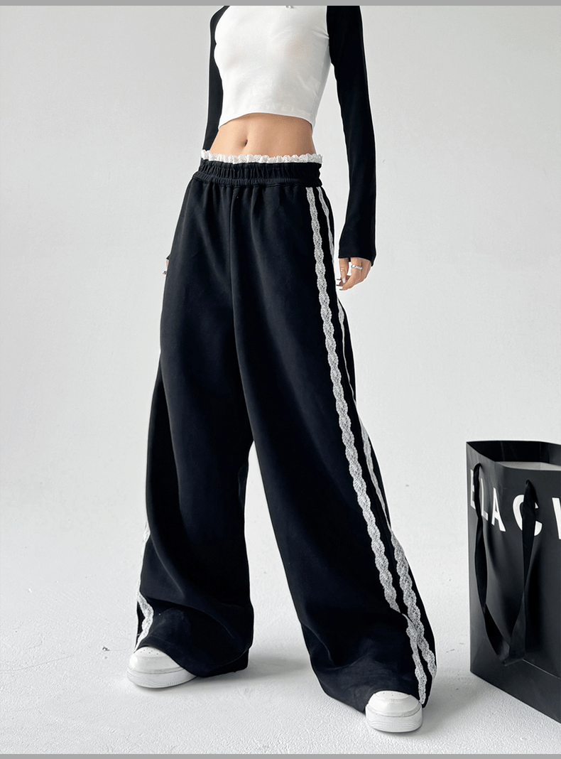 Lace Stripe Wide - Leg Sweatpants - COPPING THREADS - CT Select