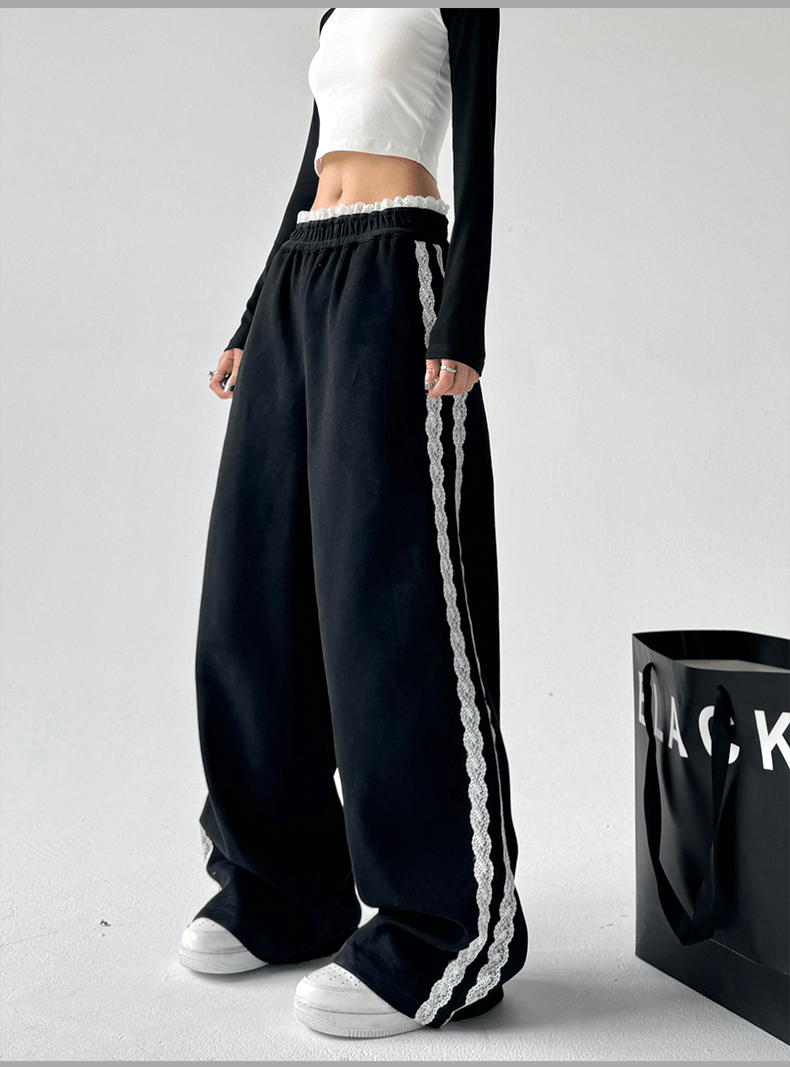 Lace Stripe Wide - Leg Sweatpants - COPPING THREADS - CT Select