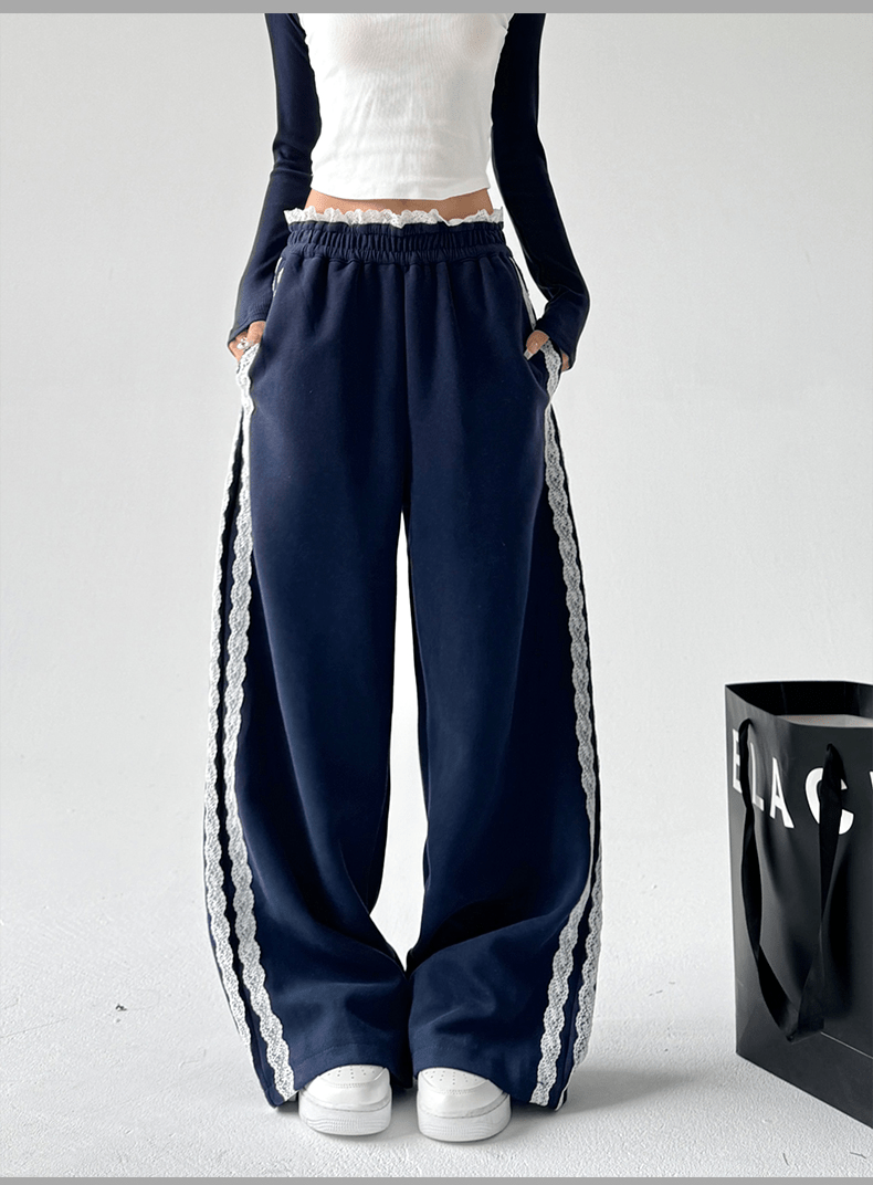 Lace Stripe Wide - Leg Sweatpants - COPPING THREADS - CT Select