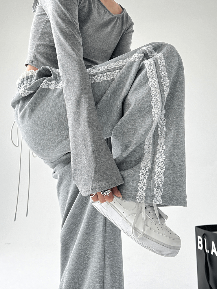Lace Stripe Wide - Leg Sweatpants - COPPING THREADS - CT Select