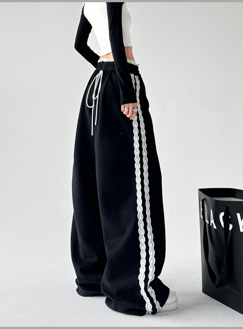 Lace Stripe Wide - Leg Sweatpants - COPPING THREADS - CT Select