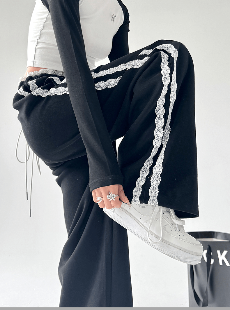 Lace Stripe Wide - Leg Sweatpants - COPPING THREADS - CT Select