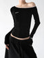 Lace-Trim Asymmetric Long-Sleeve T-Shirt - COPPING THREADS - CT ORIGINALS