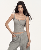 Lace Trim Button Cami Top - COPPING THREADS - Anna Aneae