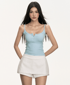 Lace Trim Button Cami Top - COPPING THREADS - Anna Aneae