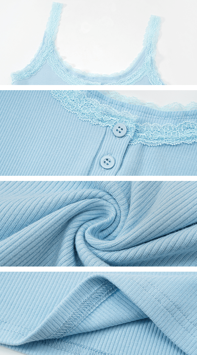 Lace Trim Button Cami Top - COPPING THREADS - Anna Aneae