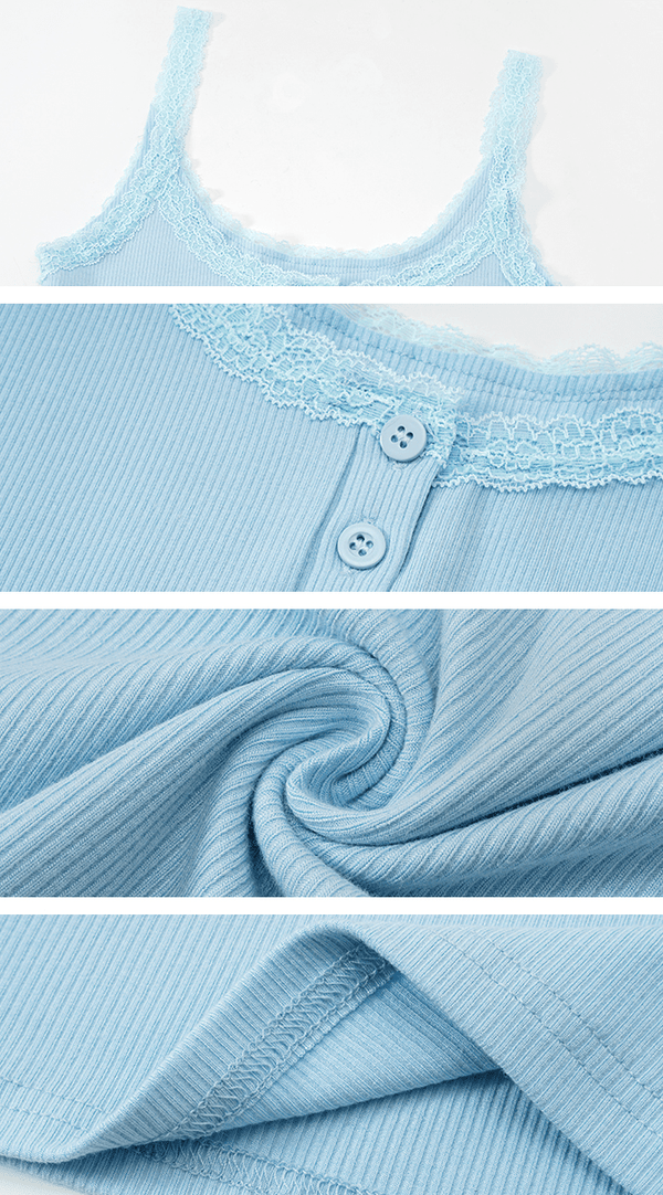 Lace Trim Button Cami Top - COPPING THREADS - Anna Aneae
