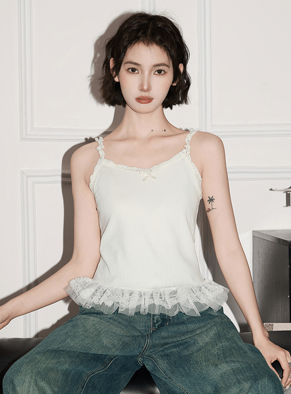 Lace Trim Cami Top - COPPING THREADS - CT Select Hover Image