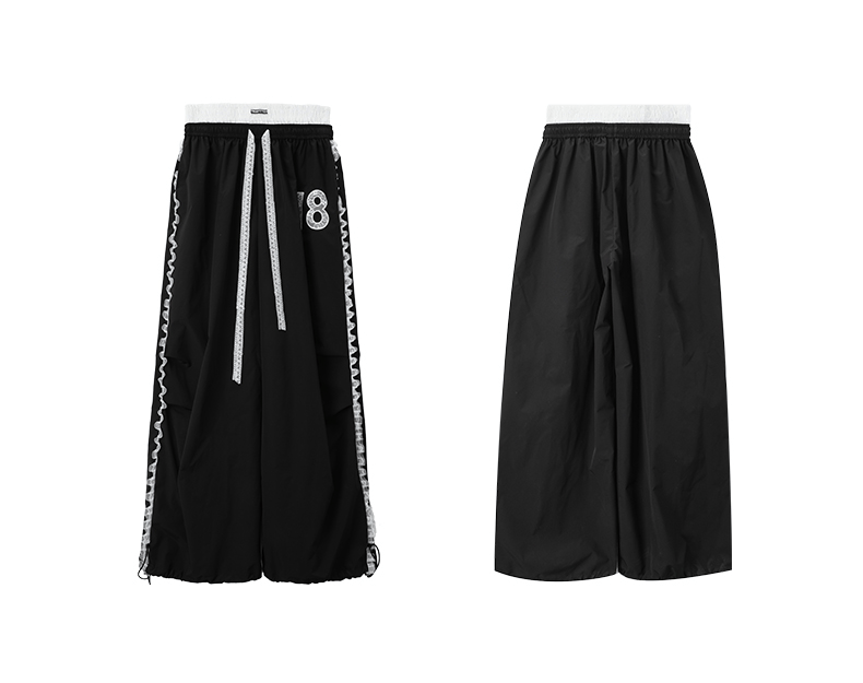 Lace Trim Double Waist Wide - Leg Pants - COPPING THREADS - CT Select