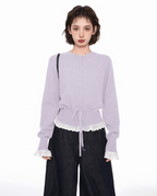 Lace Trim Faux Layered Knit Cardigan - COPPING THREADS - CT Select