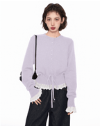 Lace Trim Faux Layered Knit Cardigan - COPPING THREADS - CT Select