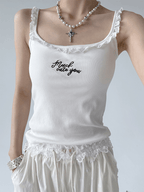 Lace Trim Fitted Ribbed Tank Top - COPPING THREADS - CT Select