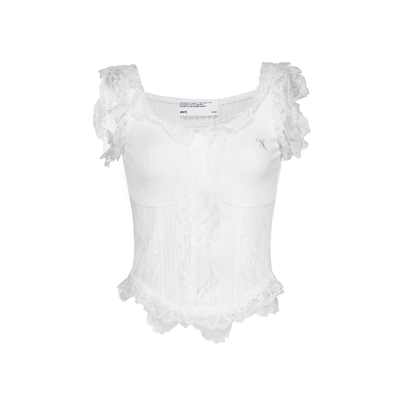 Lace Trim Fitted Tank Top - COPPING THREADS - AYF