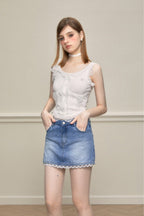 Lace Trim Fitted Tank Top - COPPING THREADS - AYF