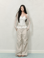 Lace Trim High - Waisted Cargo Pants - COPPING THREADS - AGAM