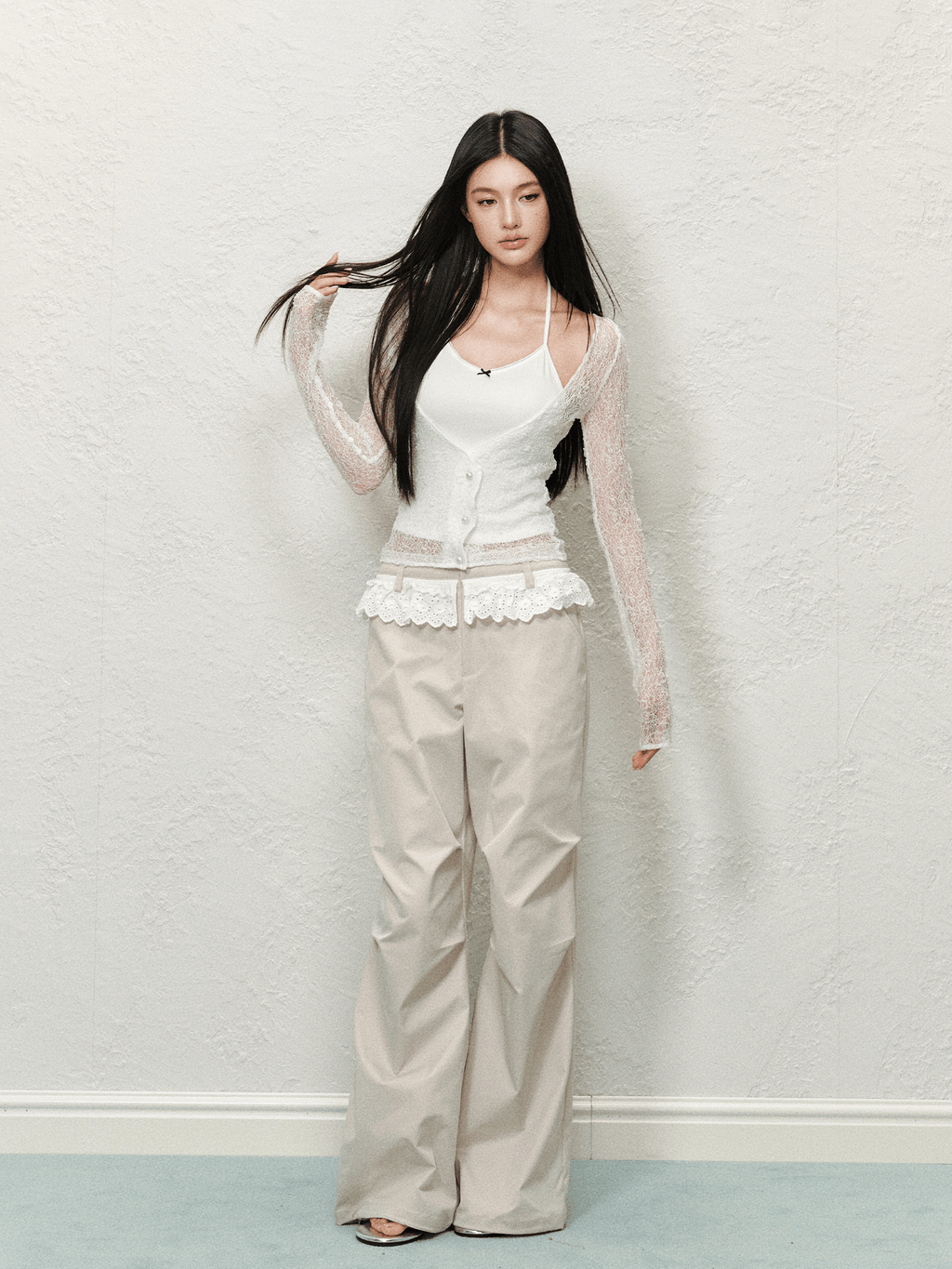 Lace Trim High - Waisted Cargo Pants - COPPING THREADS - AGAM