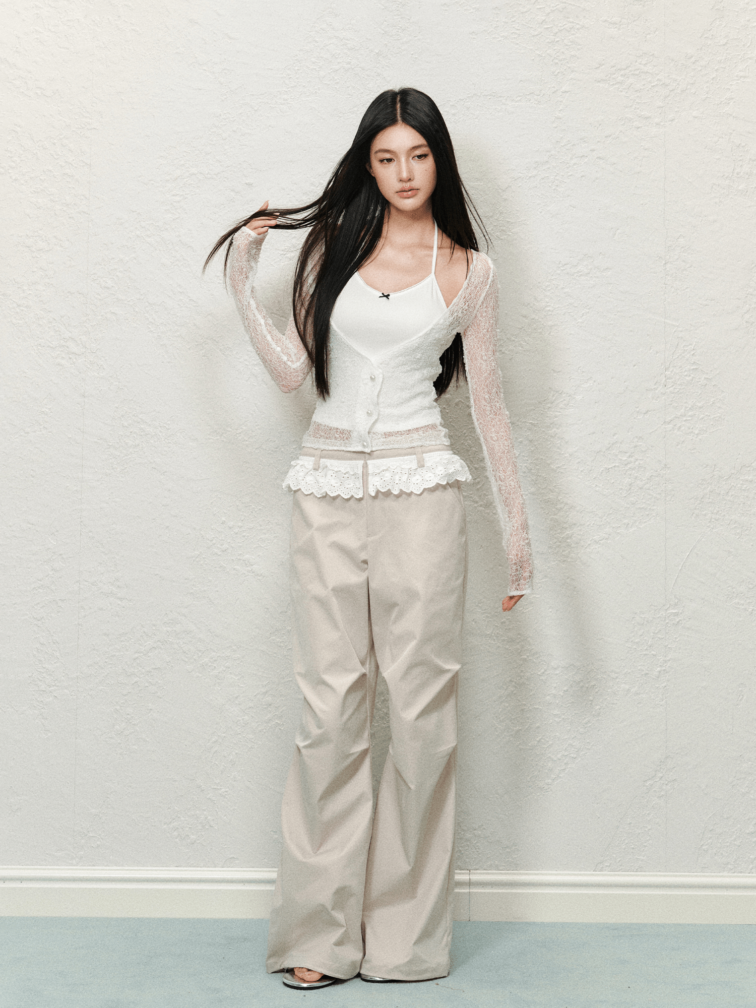 Lace Trim High - Waisted Cargo Pants - COPPING THREADS - AGAM