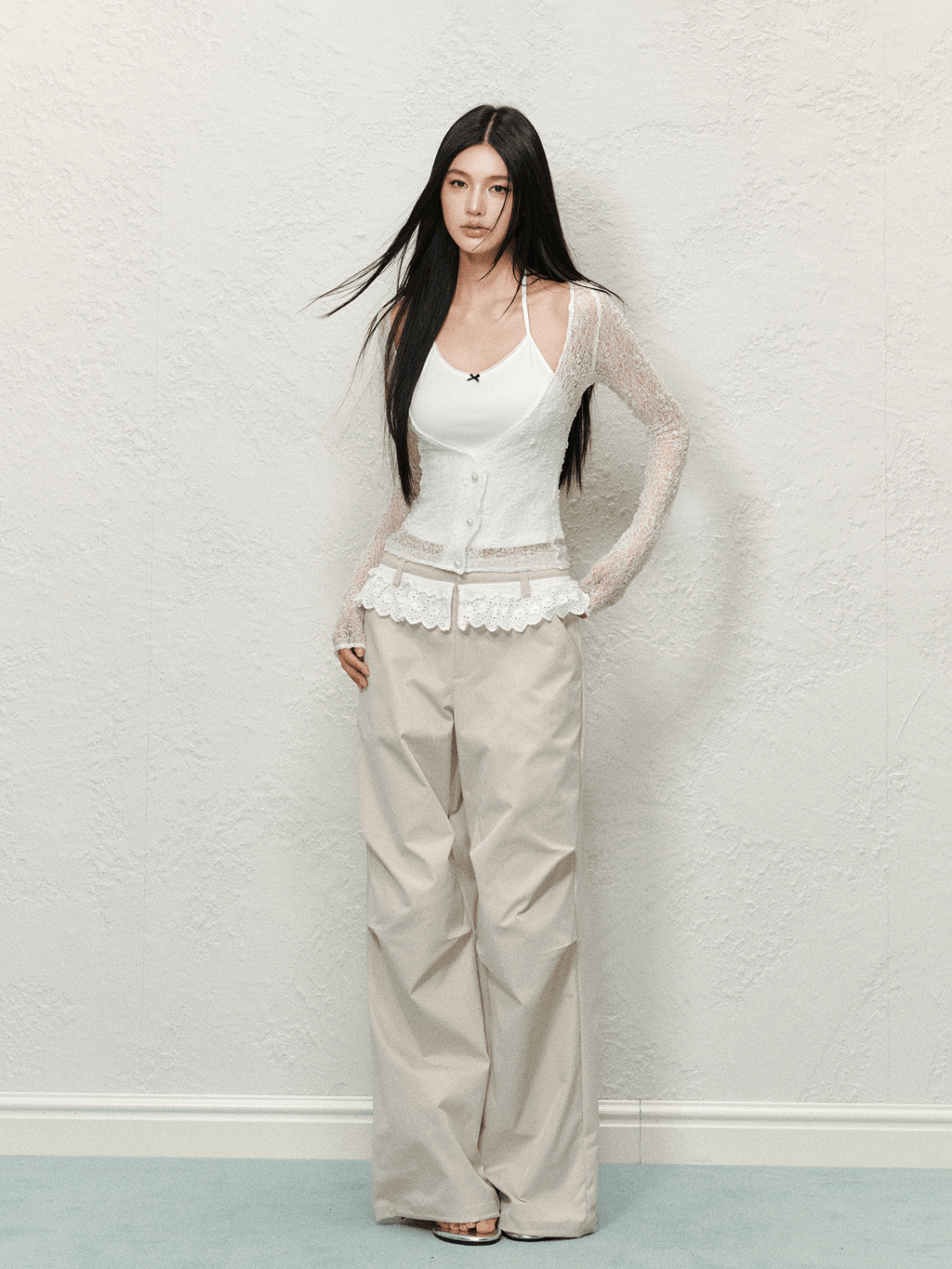 Lace Trim High - Waisted Cargo Pants - COPPING THREADS - AGAM